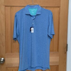 johnnie-O Men's Blue Striped Polo Shirt